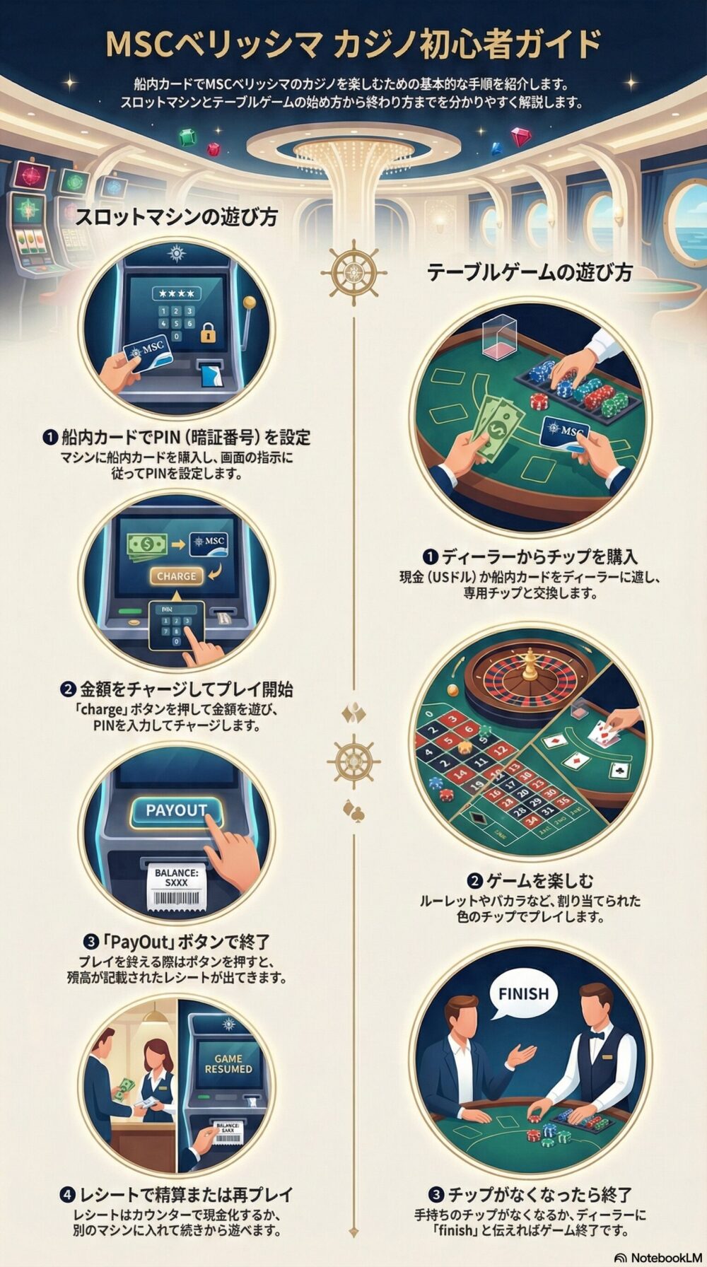 クルーズ船 初心者必見!MSCベリッシマ・ダイヤモンドプリンセスのカジノのやり方 | クマリス クルーズ